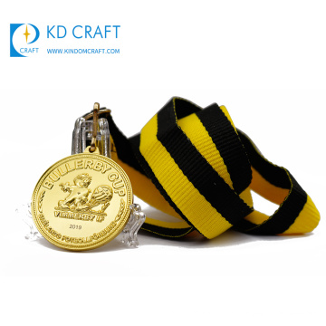 Wholesale cheap custom metal zinc alloy embossed logo gold plating 3d medal for souvenir